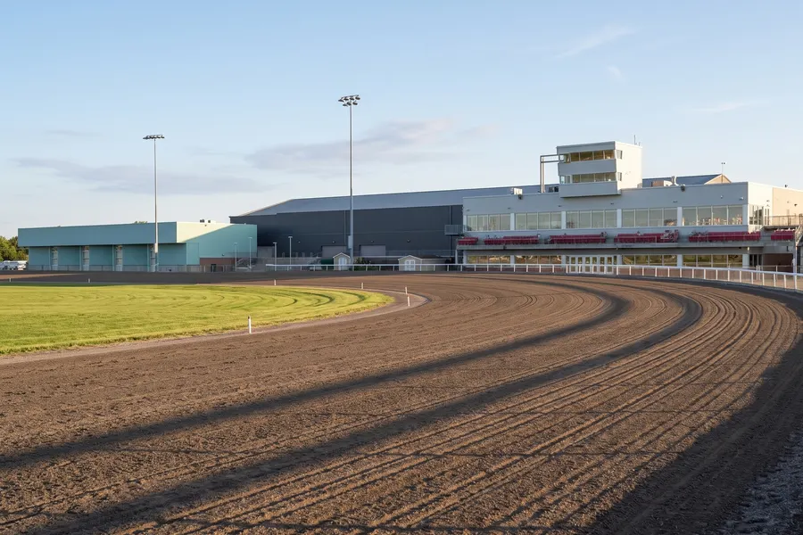 Summerside Raceway grandstand across the empty track